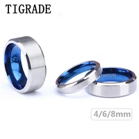 tigrade 100 pure titanium men women ring silver color blue inside classic 46mm wedding rings engraving provide drop shipping