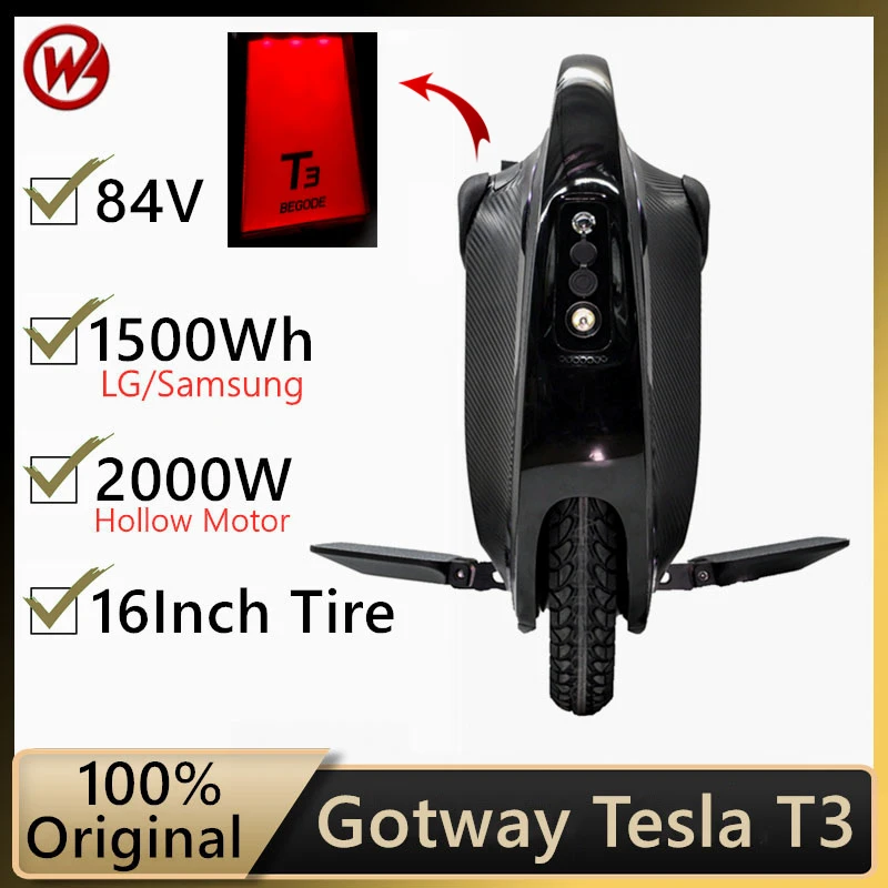 Оригинальный Begode GotWay Tesla T3 Одноколесный самокат 1500Wh 84 в 2000 Вт анти спин Bluetooth