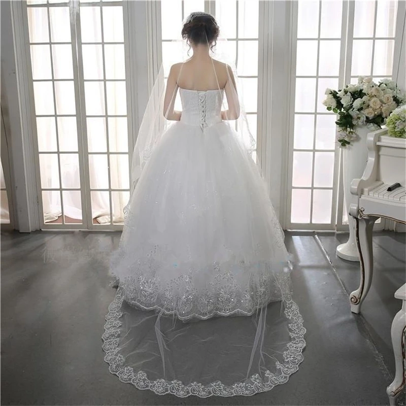 

Фата свадебная Длинная с аппликацией по краям, белый/цвета слоновой кости/красный аксессуары для невесты, романтичная элегантная, 3 м