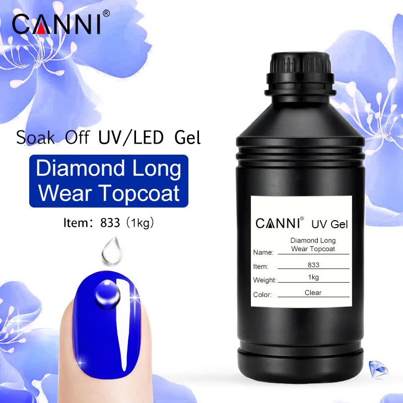 CANNI отмачиваемый гель 1 кг сырье насыпью led uv высокого качества длительный срок без вытирания Матовый верхний слой лак для ногтей 1000 г - Цвет: 833 LongWear Topcoat