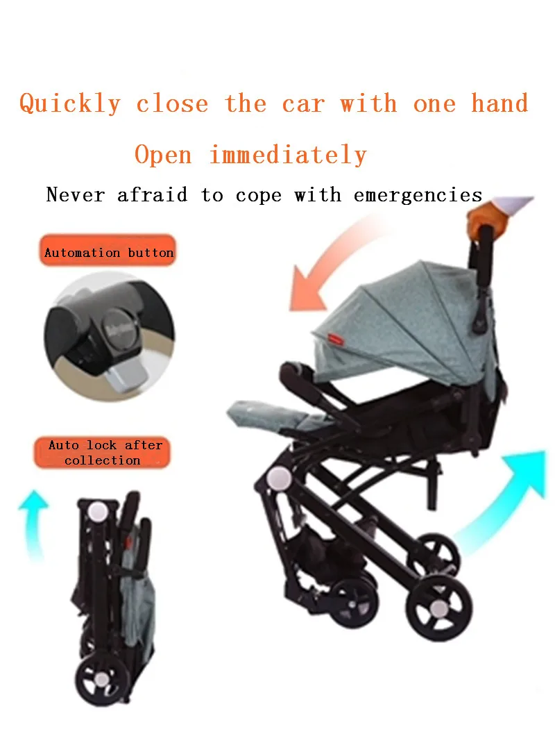 Детская коляска с высоким ландшафтом ультра легкий складной портативный ребенок