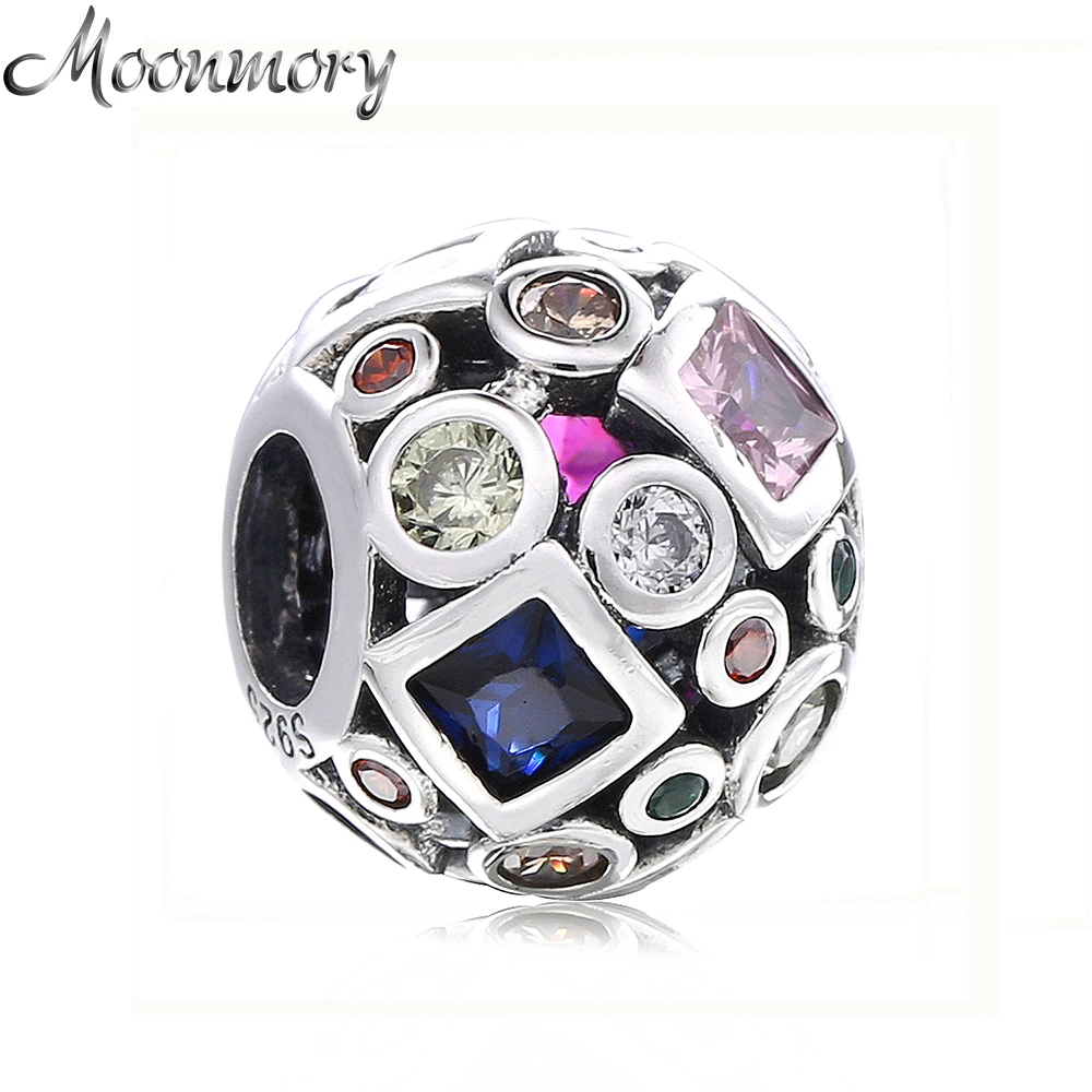 Moonmory Аутентичные 925 стерлингового серебра украшенные разноцветными кристаллами