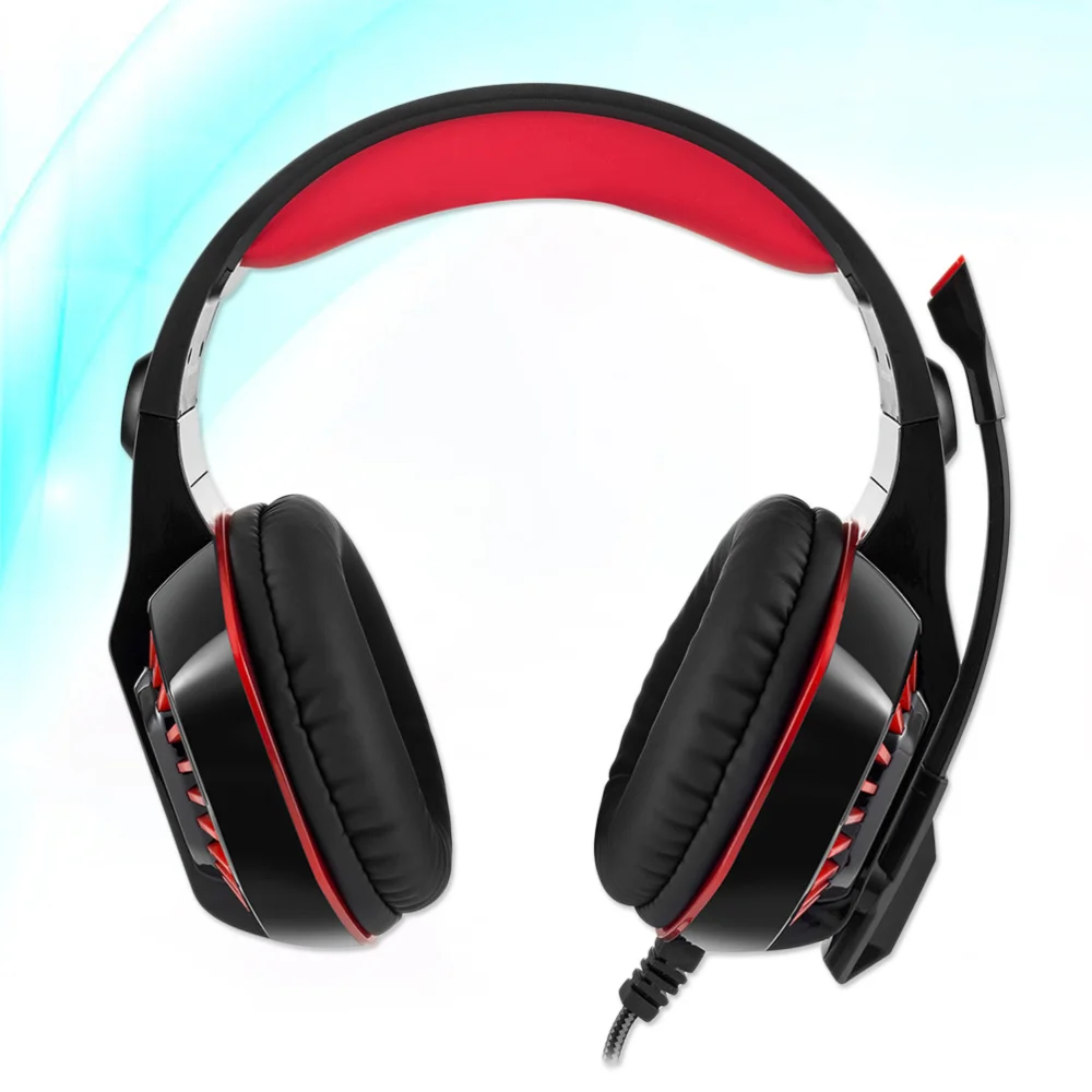 

Wired Stereo Gaming Headset Over-Ear Headphone with Microphone LED Light for Laptop Tablet Mobile Phones (Black and Red)