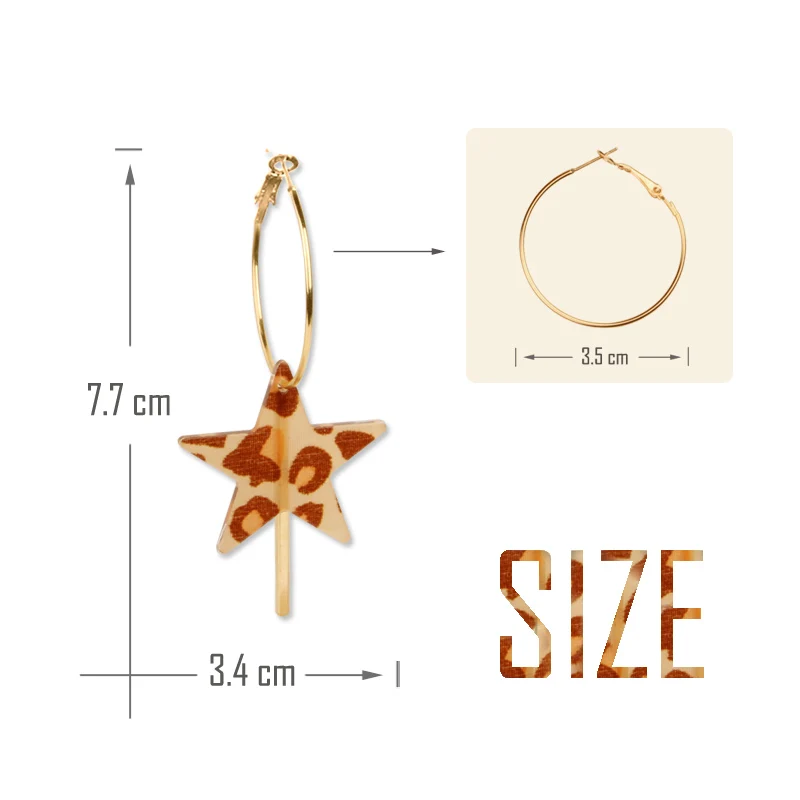 Женские круглые серьги-кольца золотистые металлические серьги с леопардовой