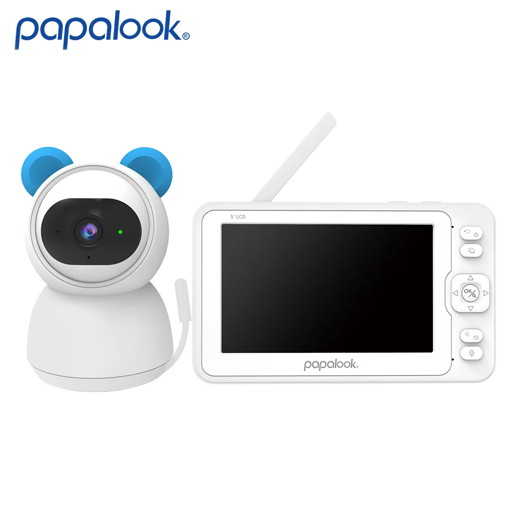 

5'' Video Baby Monitor, papalook BM1 FHD 1080P 2.4GHz FHSS Camera, Two-Way Audio, Temperature/Sound Detection, Night Vision