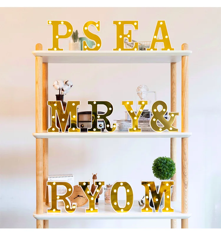 Светящиеся буквы 26 дюймов с английским алфавитом Золотой светодиодный