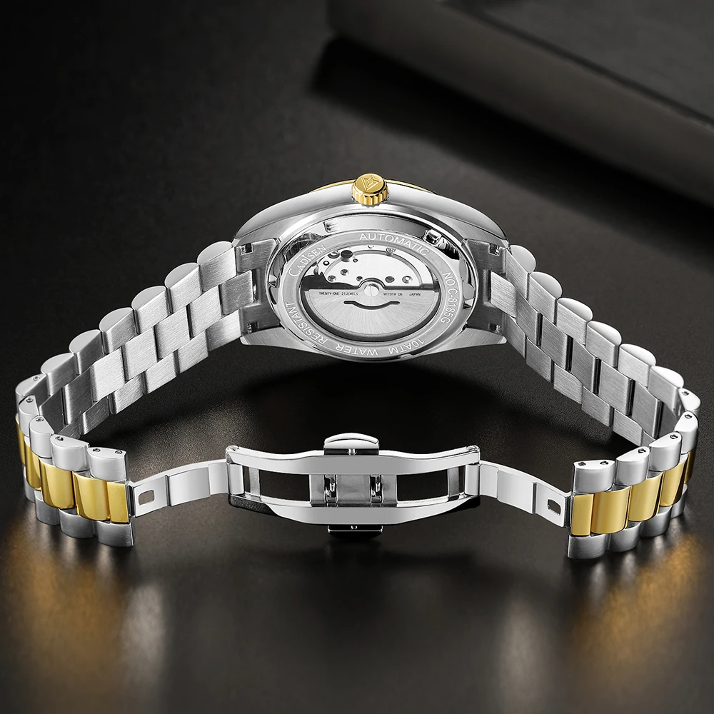 

CADISEN New Green Watch Men Automatic Mechanical Top Brand Luxury Watch Business Waterproof MIYOTA 8285 Movement Mens Wristwatch