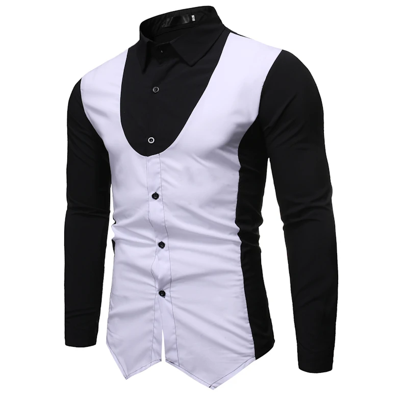 

Loldeal Men Shirt - Color Block Red / Long Sleeve Joker Color Matching Collar