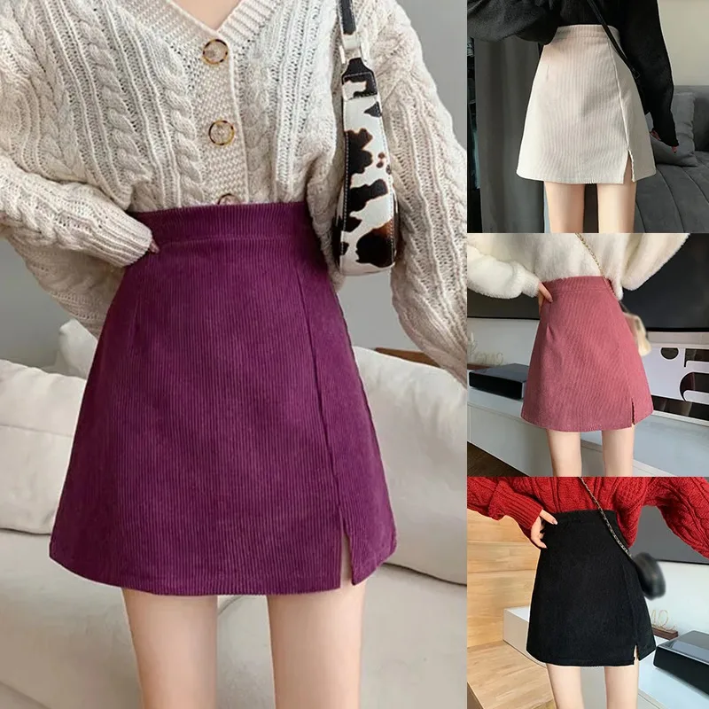 

Women's Fashion Solid Empire Split Casual Slim Skirt