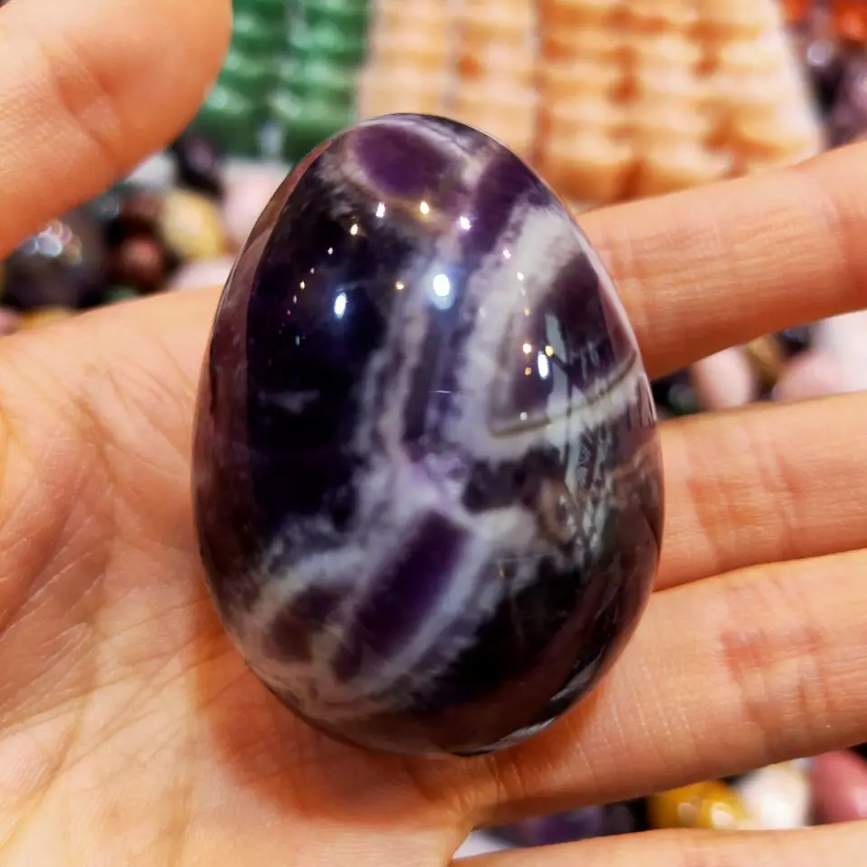 

Аметист яйцо с украшением в виде кристаллов кварца рейки орнамент Натуральный камень кварц для лечения домашний декоративный камень с тепл...