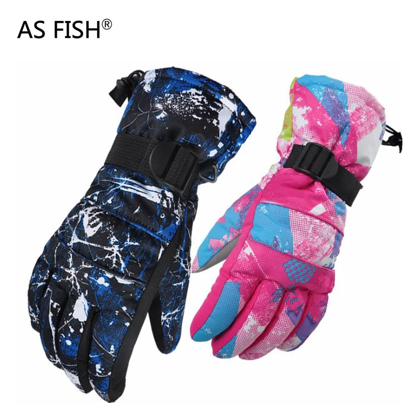 

AS FISH Windproof Waterproof Thermal Women Man Winter Ski Gloves Snowboard Snowmobile