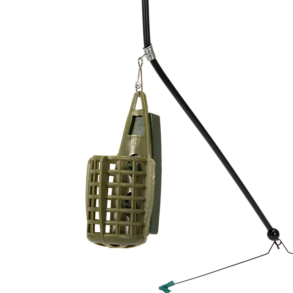 

Green Feeder Baits Cage With 3 Carbon Steel Hooks Rig Set Lead Sinker Terminal Tackle ABS+Carbon Steel Innovative Cage Feeder