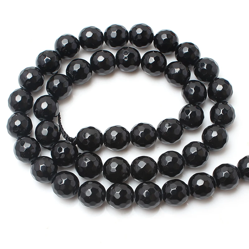 Бусины из натурального камня граненые черные Агаты круглые свободные бусины для