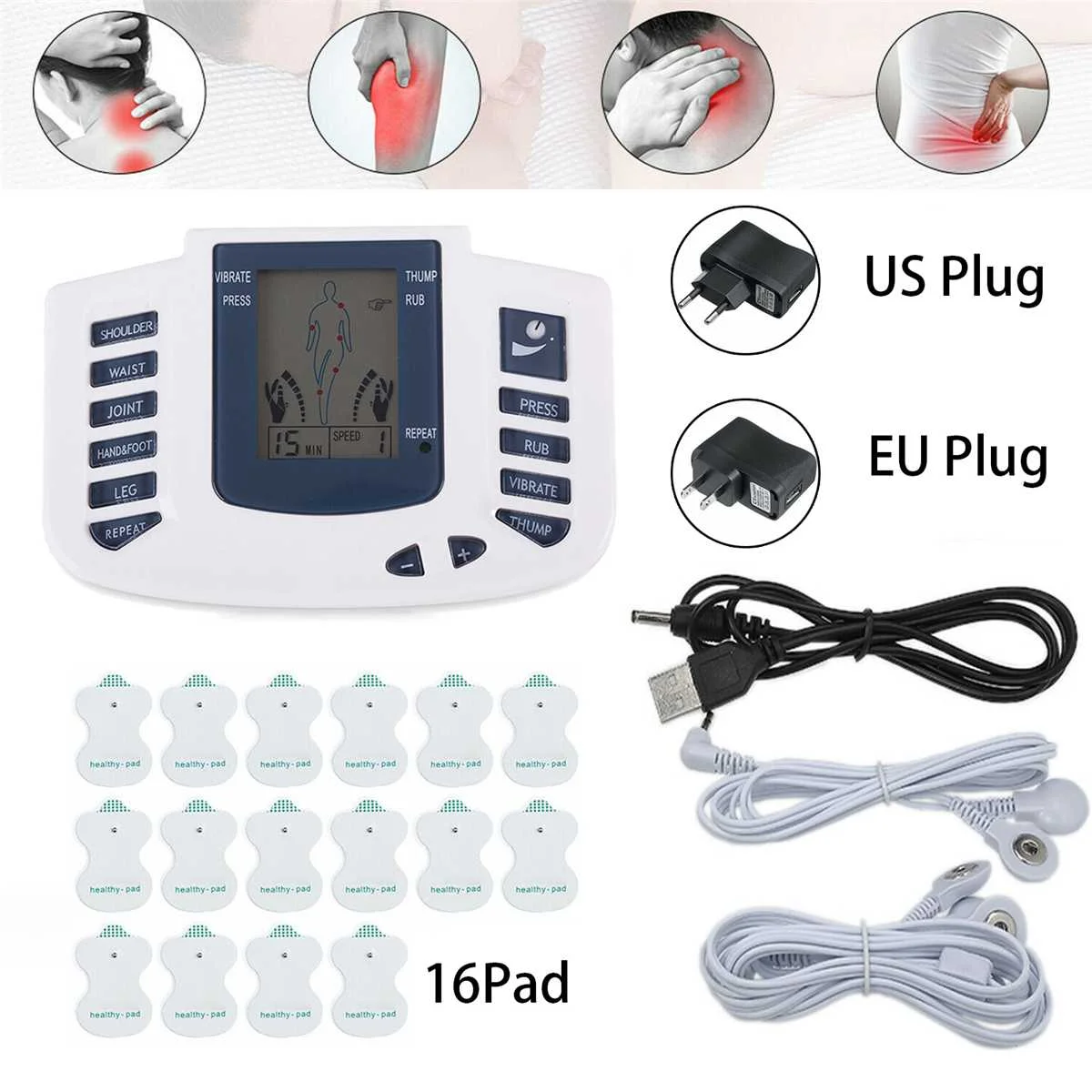 

Tens Electronic Acupuncture Full Body Slimming Pulse Massage Muscle Stimulator Muscle Pain Relief Therapy Health Care Massager