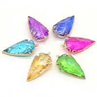 fashion triangle pendant high quality natural stone crystal pendant for charms jewelry making diy necklace earrings accessories
