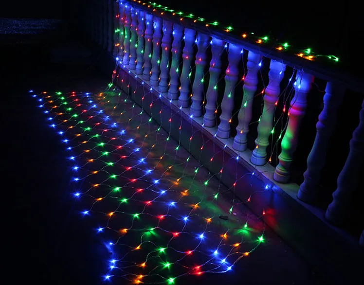 1,5 м x 1,5 м 96LED 110 В 220 в супер яркий сетчатый струнный светильник, Рождественский светильник, новогодний, садовый, Свадебный, праздничный светильник ing