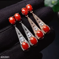 kjjeaxcmy fine jewelry natural red coral 925 sterling silver women earrings new ear studs support test exquisite