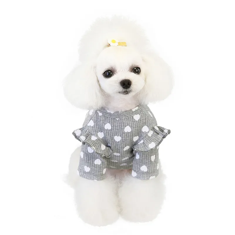 Хлопковая рубашка с надписью Love Dog теплый свитер для домашних животных на осень и