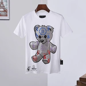 qp philipp plein brand rhinestone t shirts large m 3xl mens round neck tops cool bear pp hot drill fashion mens short t shirts free global shipping