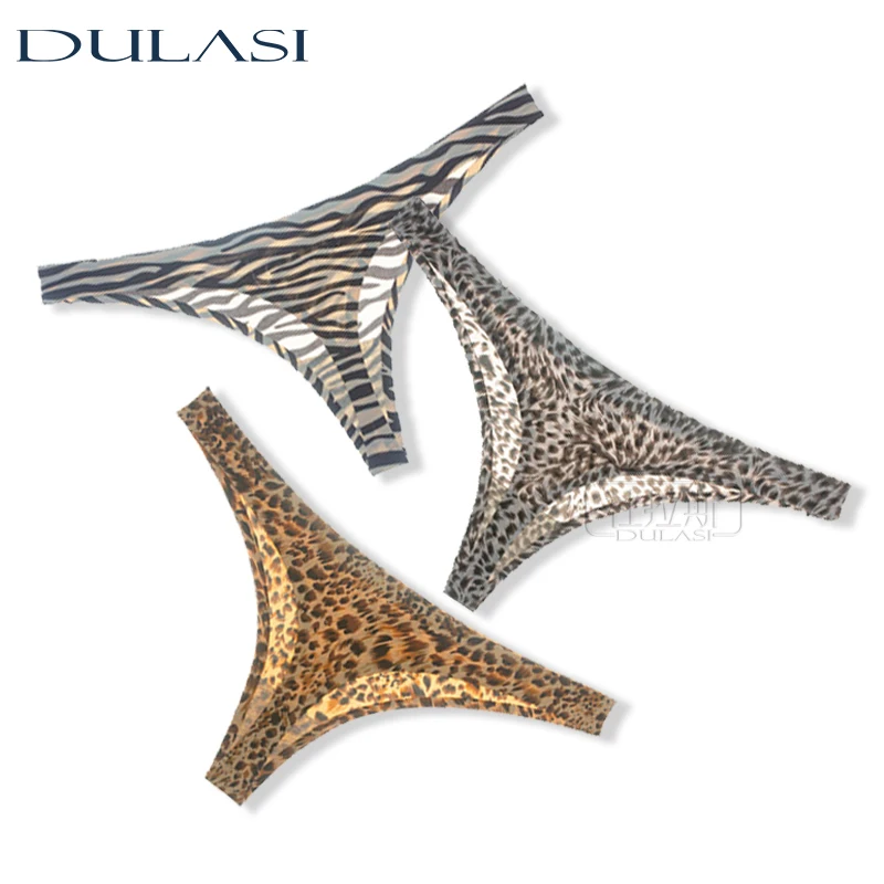 Женские шелковые трусы с принтом в виде животных леопардовые трусики