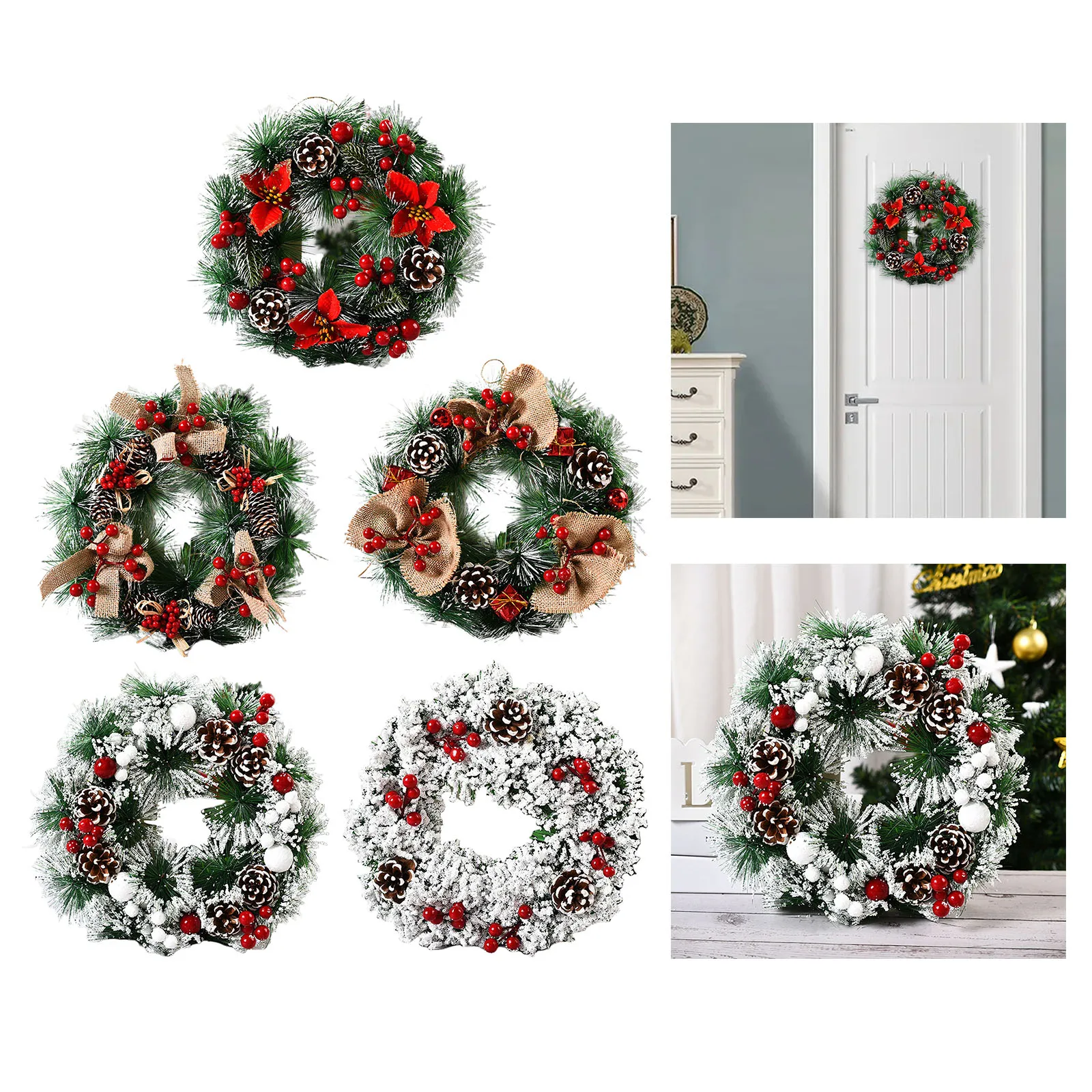 

Garland New Year Ornaments Hanging Garland Artificial Christmas Wreath for Christmas Celebration Wedding Farmhouse Party