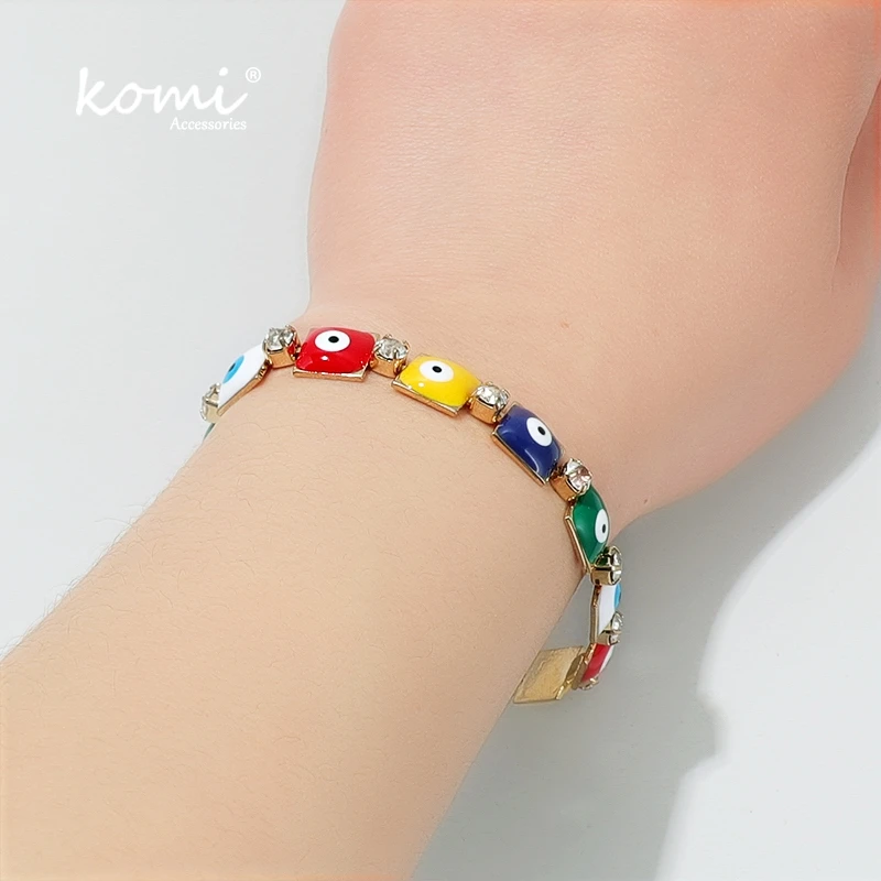 Коми Бохо модные глаза сглаза браслет Красочные капли Стразы Кристалл Сплав