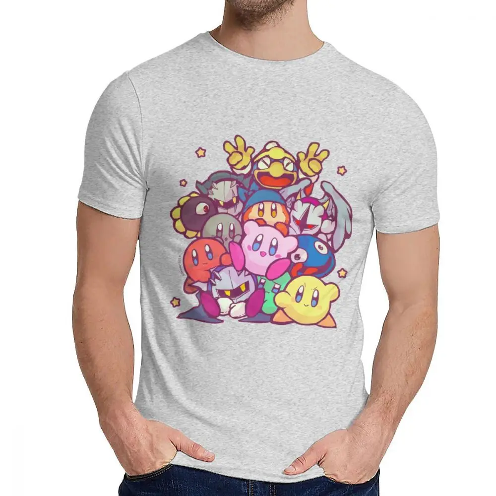 Стильная семейная футболка Kirby Group для мужчин, хипстер, натуральный хлопок, Camiseta, S-6XL - Color: Gray