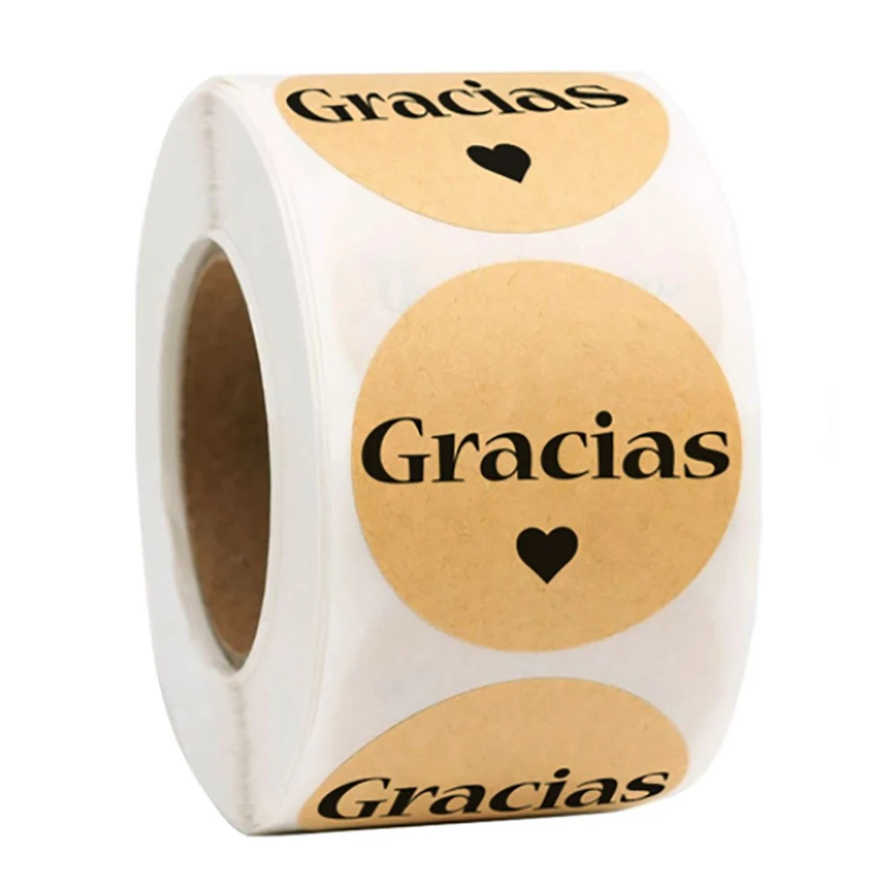 100-1000pcs Spanish Gracias Stickers Thank You Roll Sticker For Envelope Sealing Labels Stickers Jewelry Box Stationery Supply