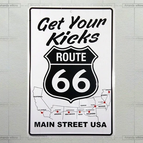 

Novelty SignMetal Tin Sign Get Your Kis on Route 66 Main Street of America Car Stier