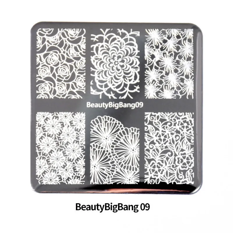BeautyBigBang 6*6 см квадратная пластина для штамповки ногтей кружева цветок аксессуары для дизайна ногтей шаблон изображения пластины трафареты для штамповки ногтей плесень