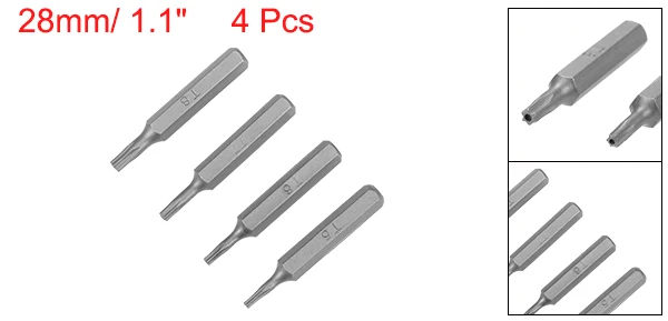 

Набор бит Torx uxcell, 4 шт., 5/32 дюйма, шестигранный хвостовик T5 T6 T7 T8, набор отверток длиной 28 мм, набор отверток S2, инструменты