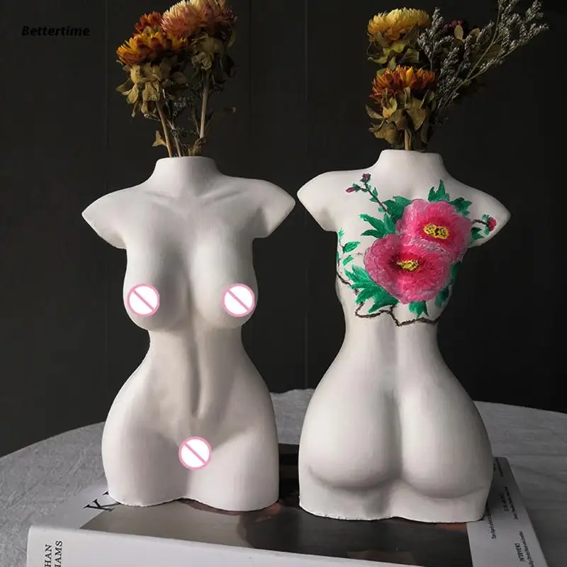 

Creative Women Body Flower Pot Vase Epoxy Resin Mold Aromatherapy Plaster Soap Candle Silicone Mould DIY Crafts Mold