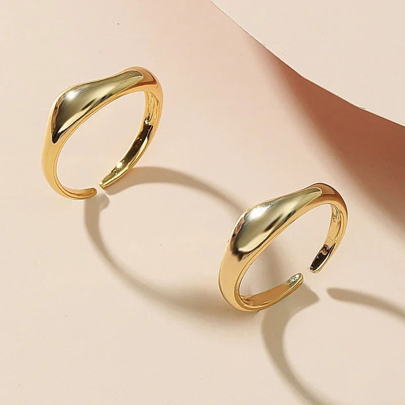 Корейский модный набор креативных колец из двух частей золотого цвета с