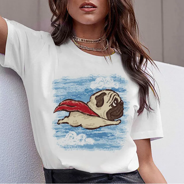 

TJCJFO Summer Dogs Print Short Sleeve O Neck T Shirt Woman Tops Slim Fit Soft Women Tshirt Fashion Female Clothing Shirts