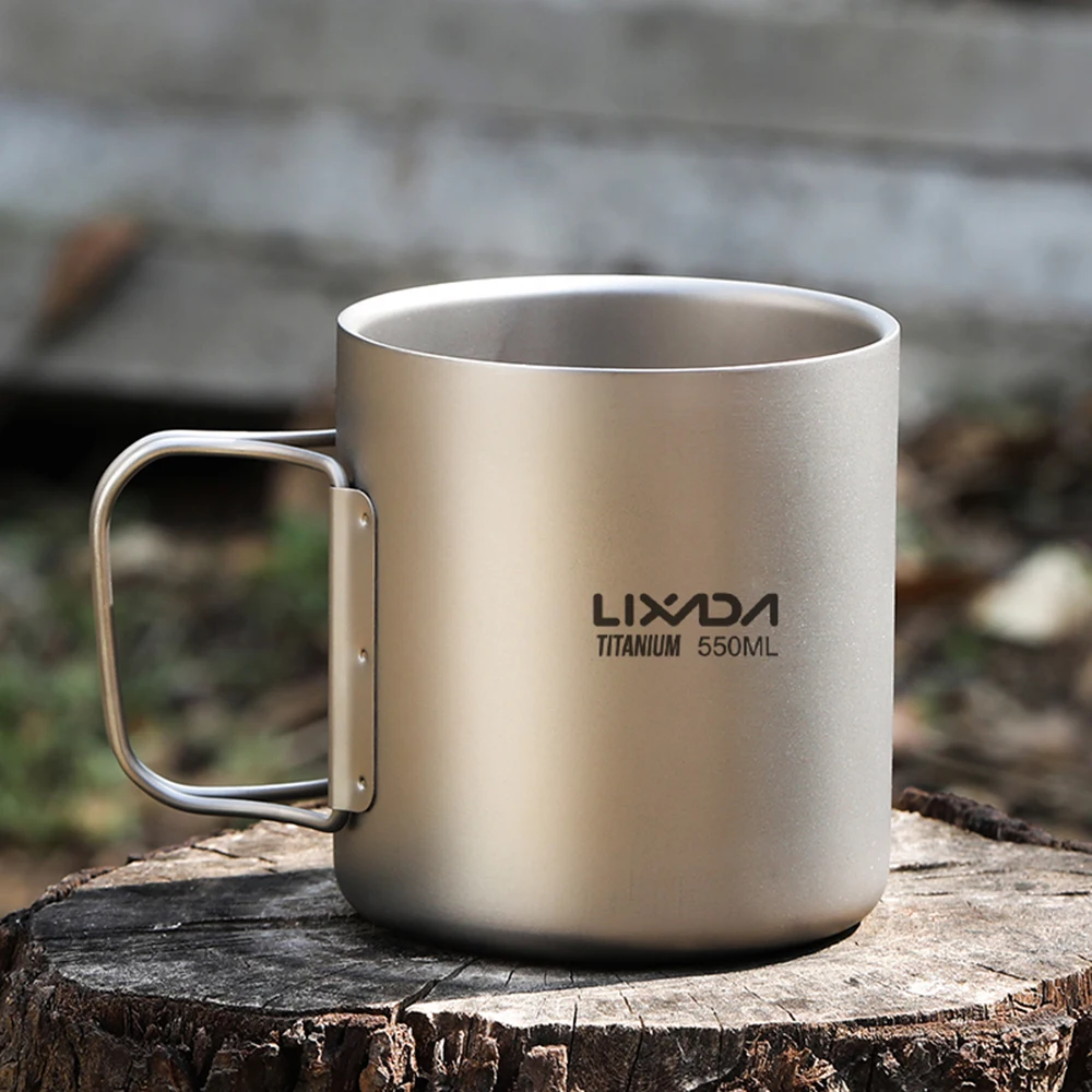 

Lixada 550ml Double Wall Titanium Water Cup Tea Cup Coffee Mug for Home Office Outdoor Camping Hiking Backpacking