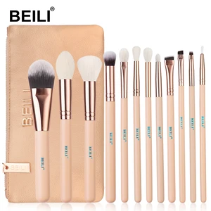 12 шт., набор кистей для макияжа, из натуральной козьей шерсти