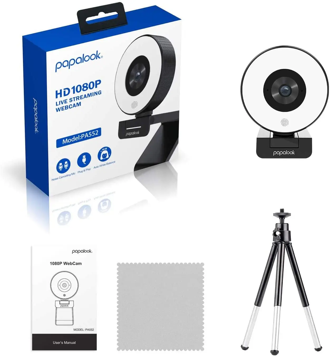 AUSDOM PA552 кольцевой светильник веб камера HD 1080P С микрофоном регулируемый