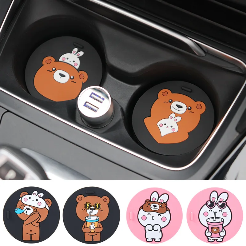 

Silicone Cartoon Car Coaster Non-slip Car Cup Mat Portable Milk Coffee Mug Cup Mats Holder Cup Coaster Car Decor Accessories