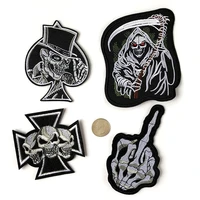 biker punk skull patches for clothes sewing applique stripe on clothes stickers on motorcycle middle finger patch