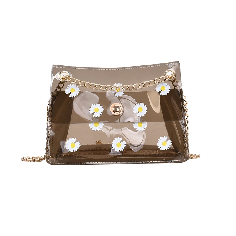 

Women Fashion Shoulder Bag Designer Bag Cute Daisy Printed Transparent PVC Square Bag Crossbody Bag Bolsas Feminina Dames Tassen