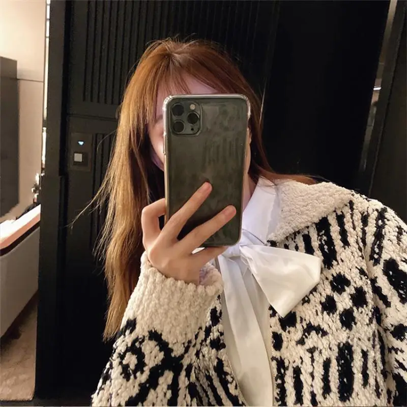

Runway 2020 Winter Women Fashion Vintage Zebra Print Top Cardigan Jacket Women Long Sleeve Coat Knitted Short Sweater Clothing