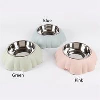 new petal shaped stainless steel pet food bowl automatic feeder anti slip and anti upset cat and dog bowl universal use