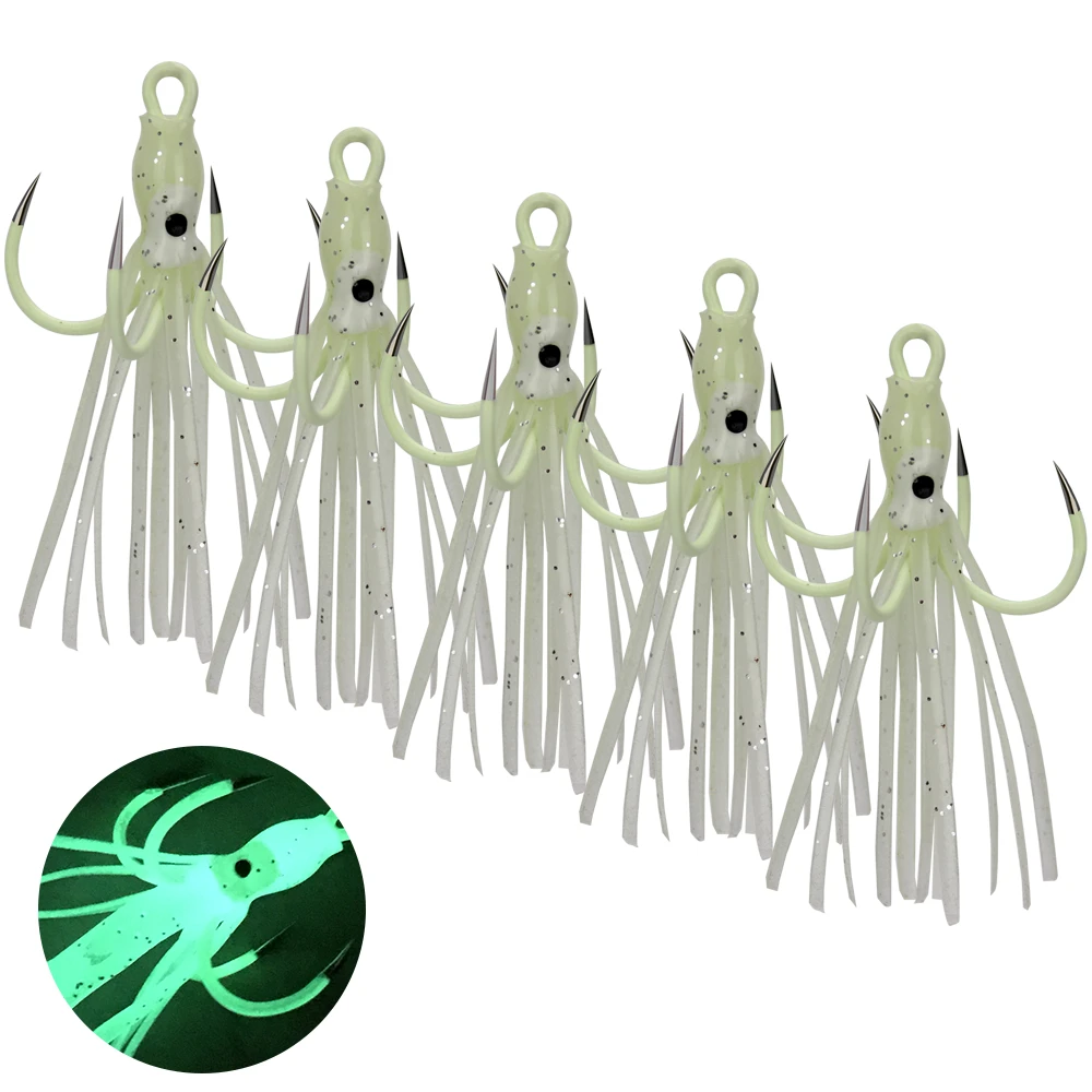 Светящиеся крючки с четырьмя крючками якорный крючок осьминог кальмар приманка