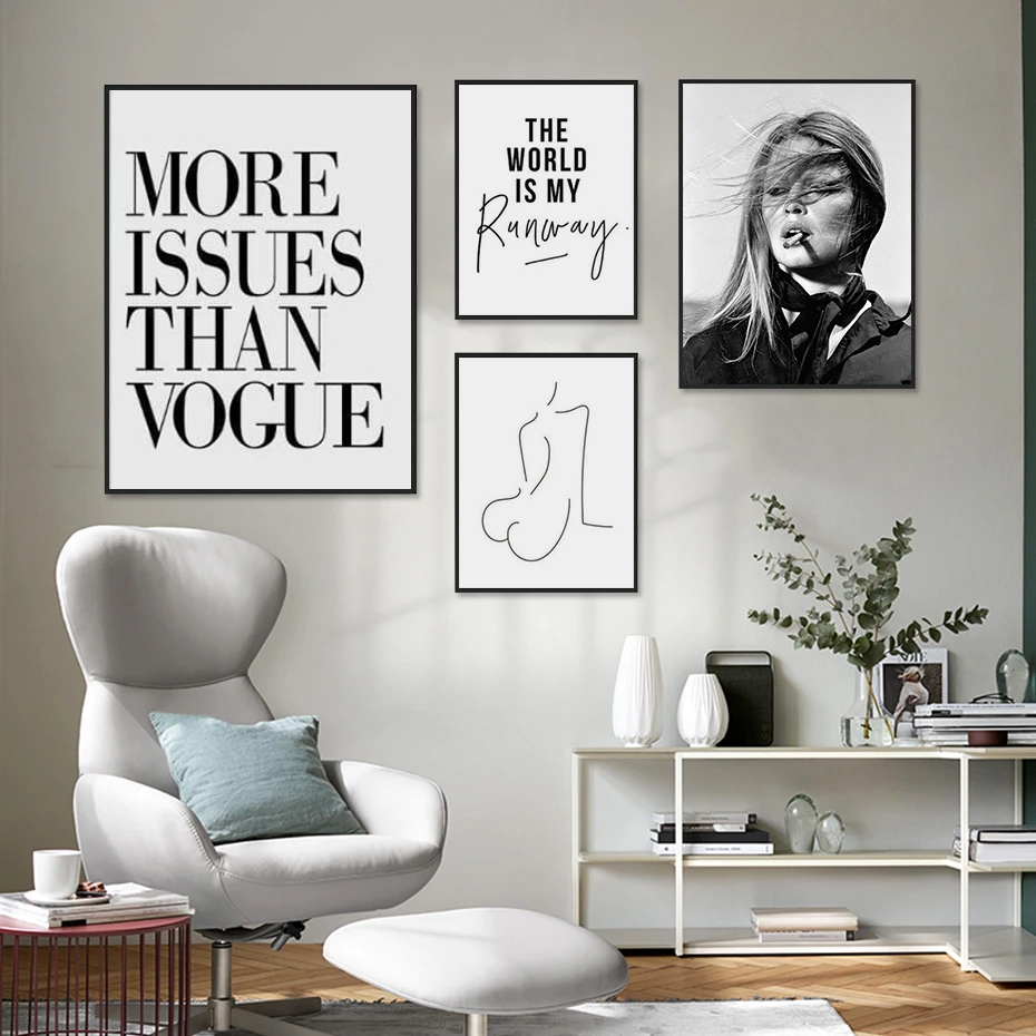 Скандинавская Абстрактная Картина на холсте черная белая фигурка галерея