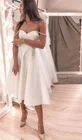 Женское атласное свадебное платье It's yiiya, белое ТРАПЕЦИЕВИДНОЕ ПЛАТЬЕ до середины икры без рукавов с открытыми плечами на лето 2019