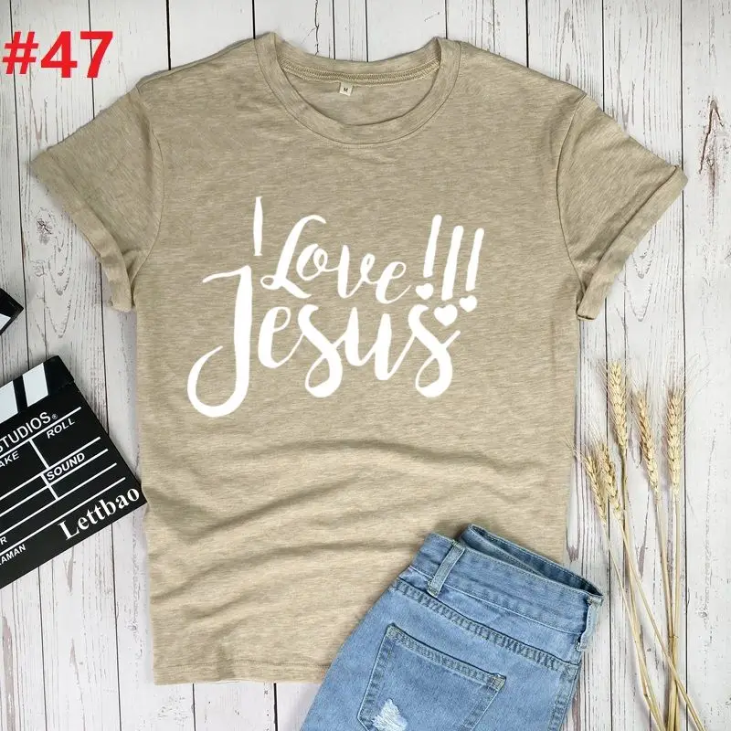 

I Love Jesus Printed T-shirts Women Shirts Summer T Shirt for Women Graphic Camisetas De Mujer Loose Round Neck Top Streetwear