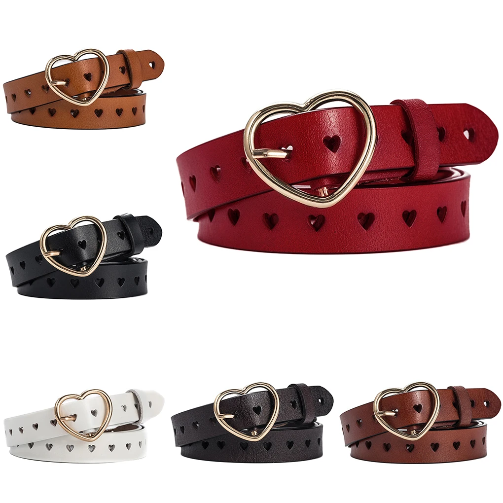 

Fashion Women Genuine Leather Heart-shaped Cowskin Women Belts Brown Women's Jeans Belt