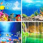 Аквариум наклейка с пейзажем плакат Аквариум 3D фон картина Наклейка двусторонний океан море фон растений аквариум Декор