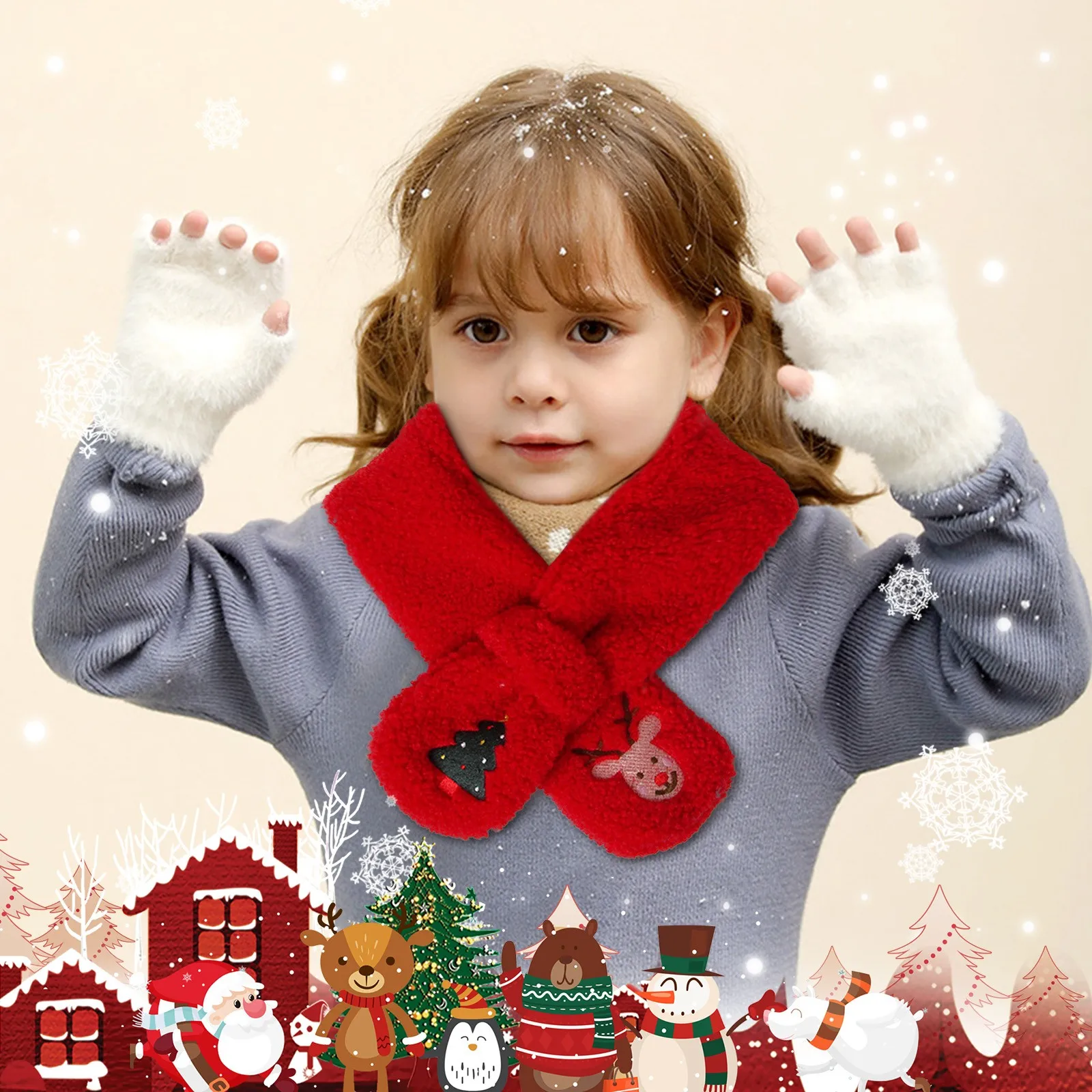 

New Cute Girl Boy Winter Hats Baby Kid Warmer Christmas Caps Scarf Glove for Toddler Antlers Beanies Hat Kids Sets Gift 1-8Y 202