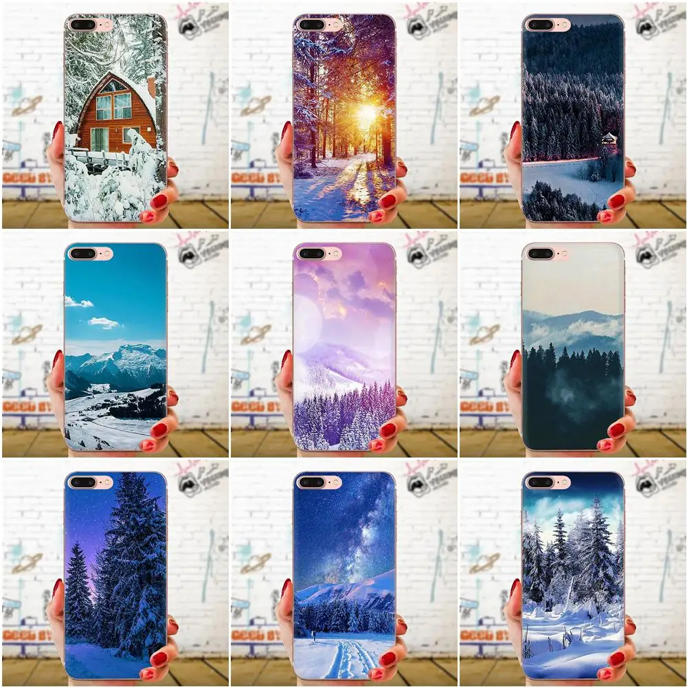 Зимний Снежный лес мягкий модный чехол для Apple iPhone 11 Pro X XS Max XR 4 4s 5 5C 5S SE 6 6S 7 8 Plus |
